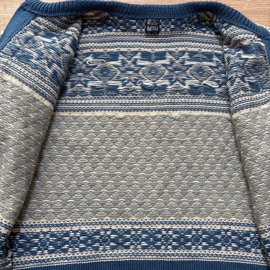 DALE of NORWAY カーディガン ブルー ノルディック柄セーター 46
