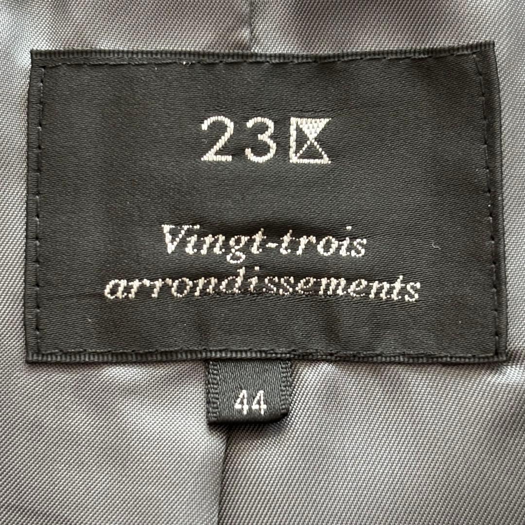 極美品23区ダブルライダースジャケットノーカラー羊革チャコール 大きいサイズ44