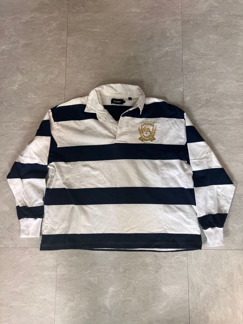 XLARGE ラガーシャツ 白と紺のストライプ