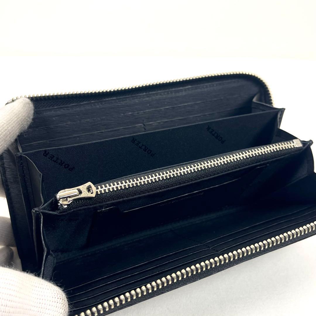ポーター　長財布　展示品　カレント　Ｌ字ファスナー　ロゴプレート　ブラック