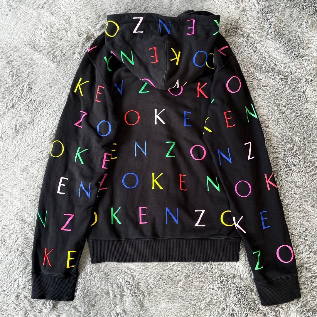極美品✨KENZO ケンゾー　フーディー　パーカー　刺繍　ロゴ総柄　マルチカラー