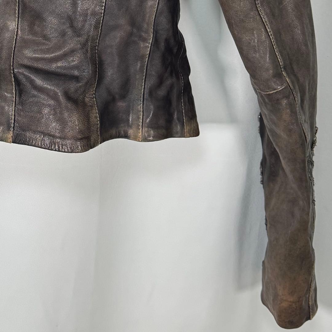 オールセインツ ラムレザー ブロケード クロップド ナポレオン ジャケット