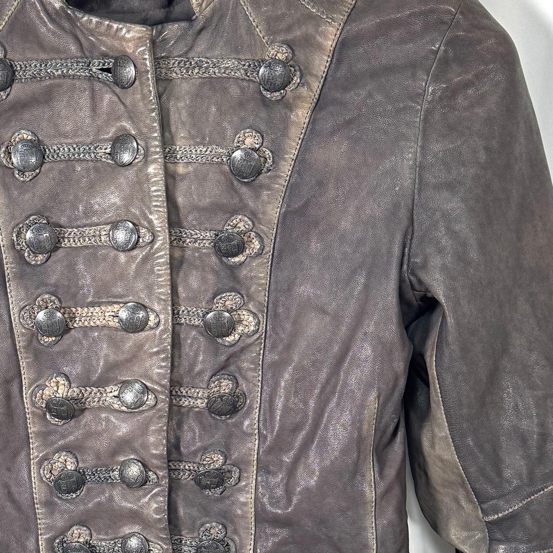 オールセインツ ラムレザー ブロケード クロップド ナポレオン ジャケット