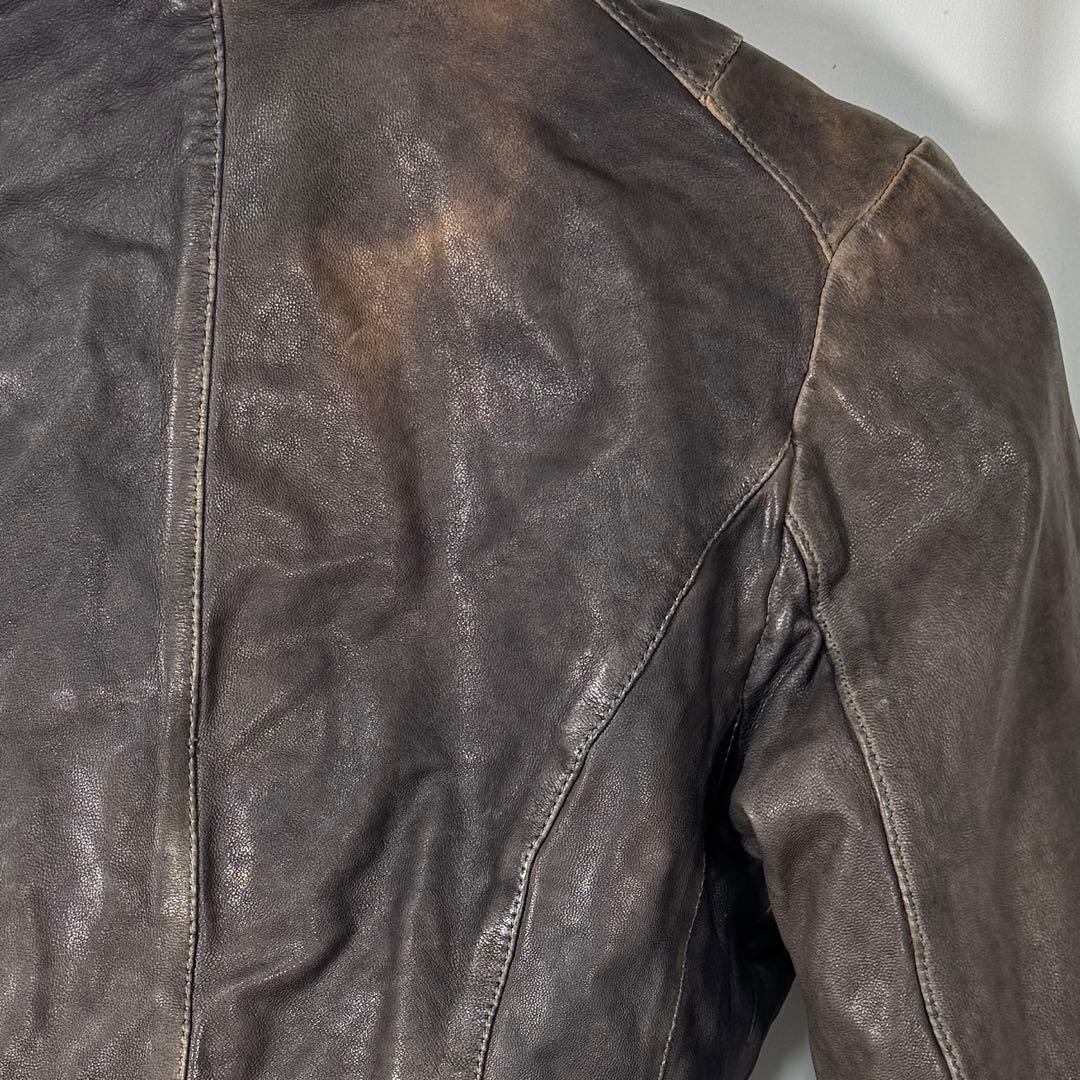 オールセインツ ラムレザー ブロケード クロップド ナポレオン ジャケット