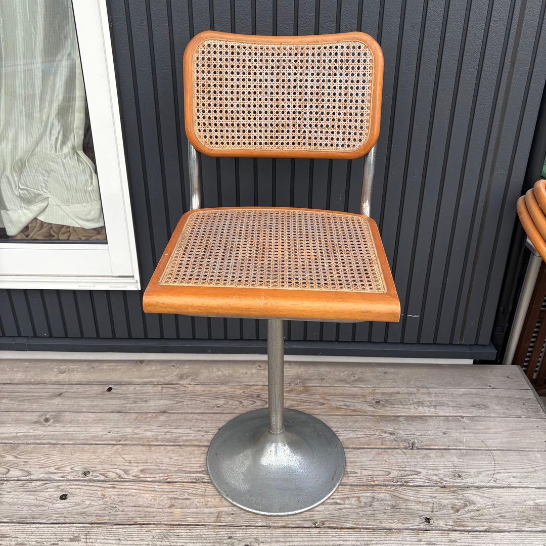 北欧レトロ オリバー メタルフレーム ラタンカウンターチェア バーチェア 木製