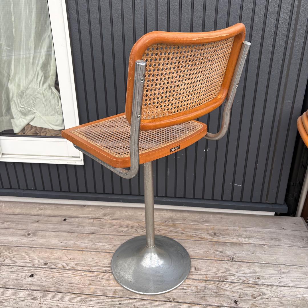 北欧レトロ オリバー メタルフレーム ラタンカウンターチェア バーチェア 木製