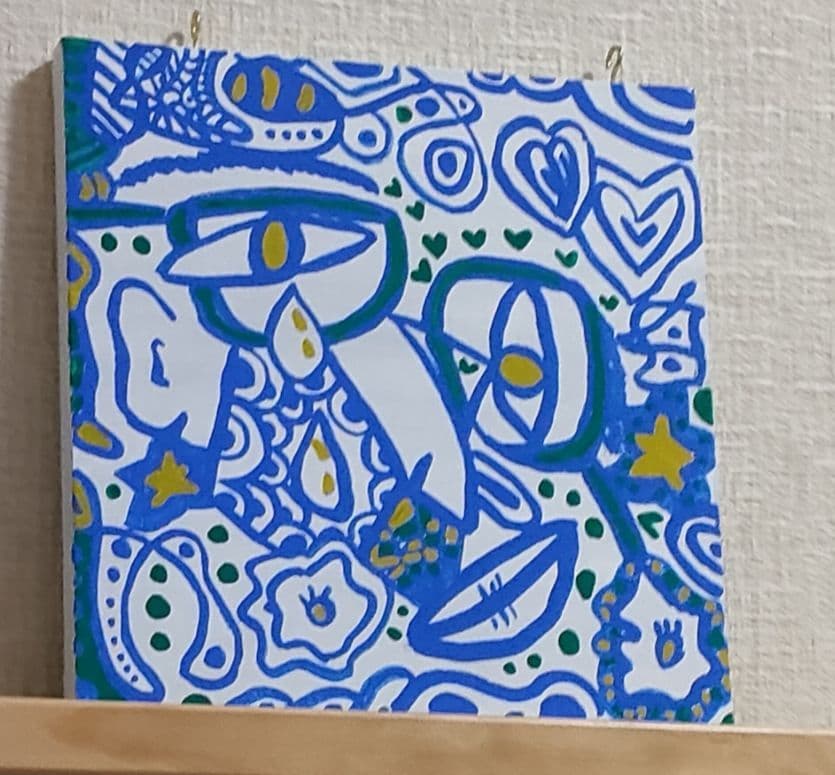 青と白の抽象画