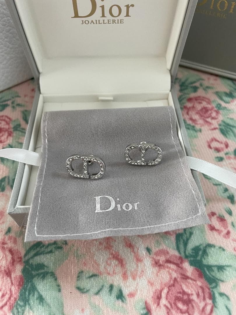 シルバー/美品 ディオール ピアス DIOR クリスタル