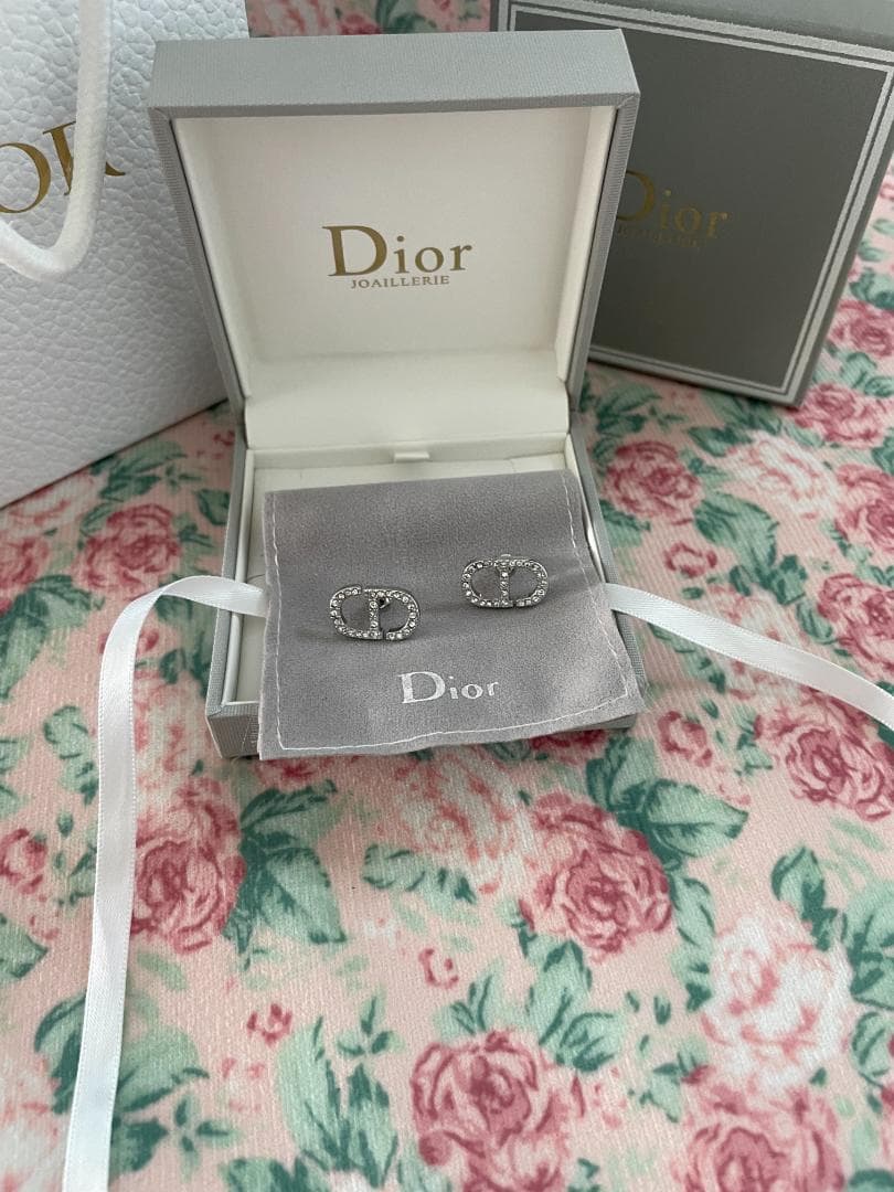 シルバー/美品 ディオール ピアス DIOR クリスタル