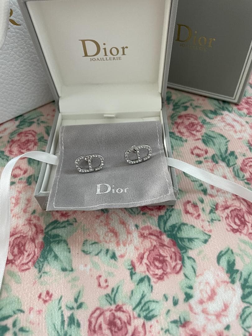 シルバー/美品 ディオール ピアス DIOR クリスタル