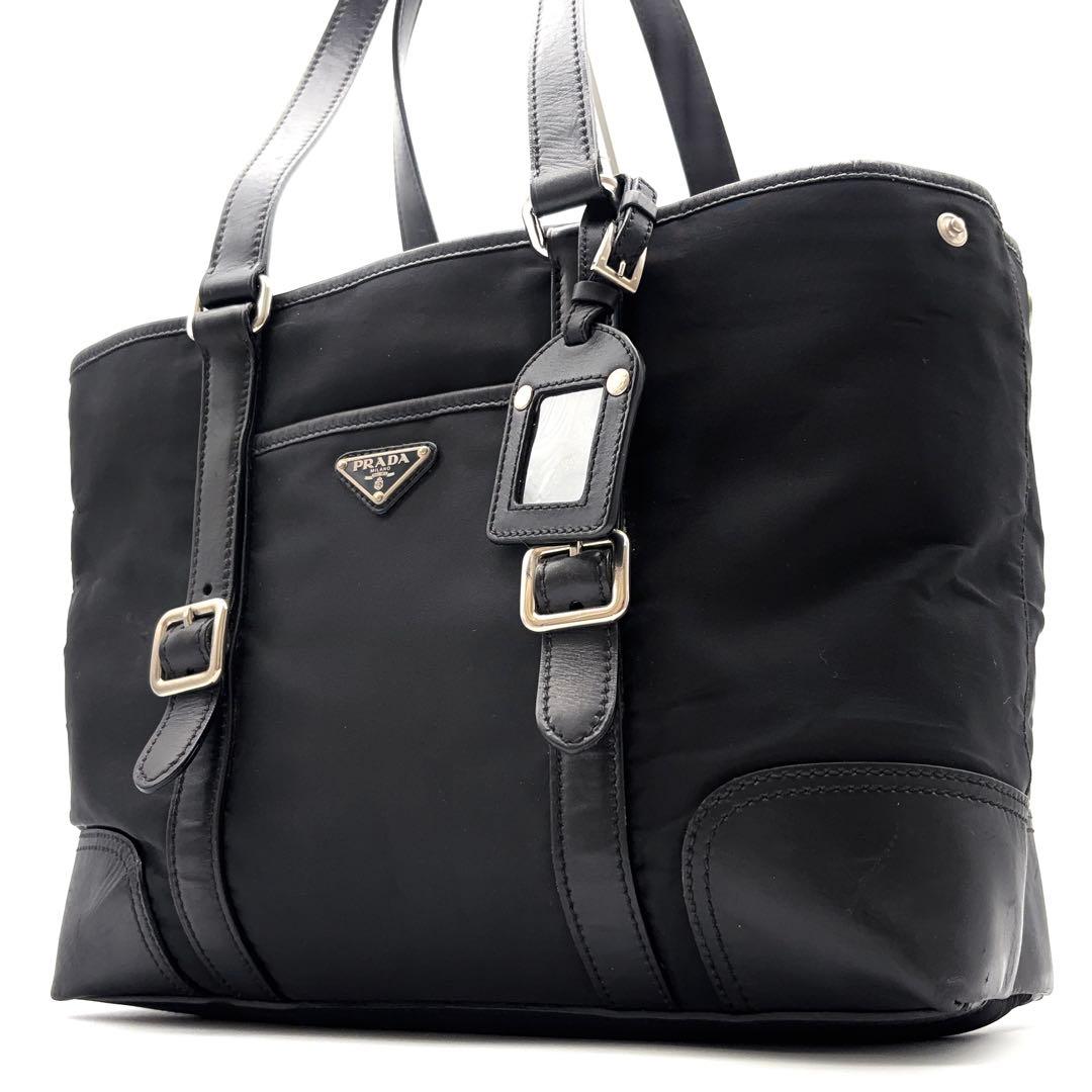 希少美品 プラダ トートバッグ 三角ロゴ 白タグ 肩掛け A4可 ユニセックス