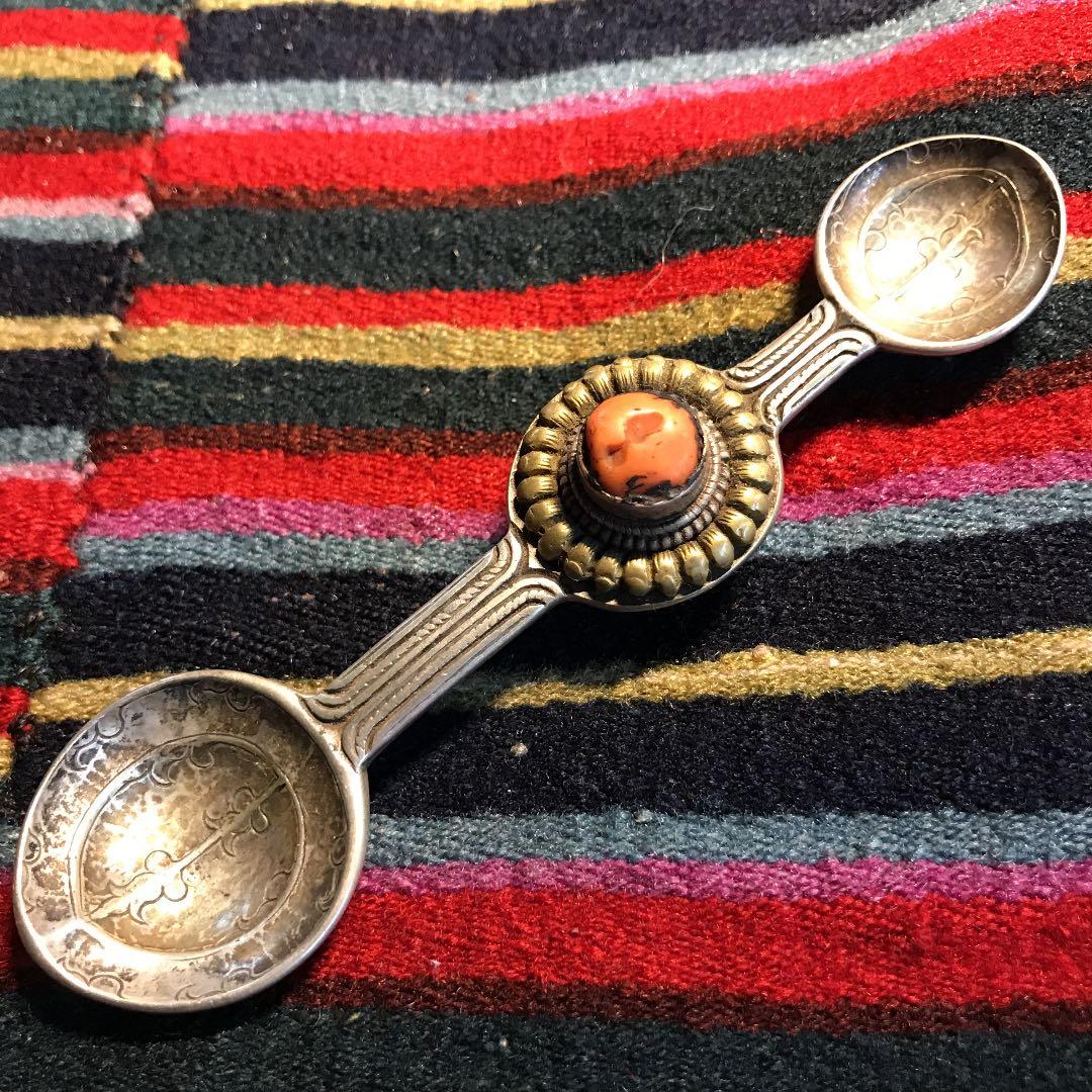 チベッタン古美術銀工芸品　携帯薬調合匙