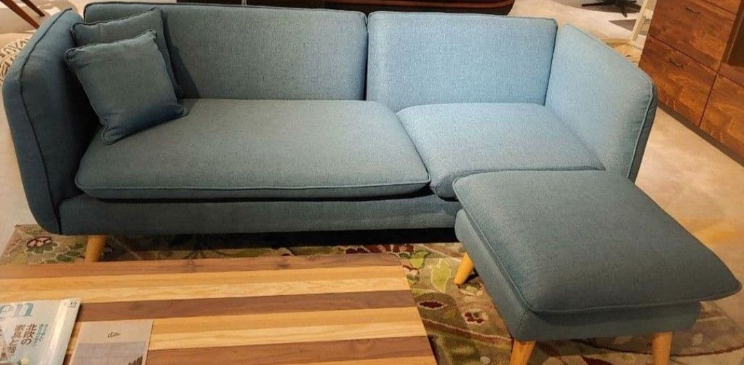 値下げ‼️未使用❗ ソファ オットマン クッション付 2人掛け 3人掛け ブルー