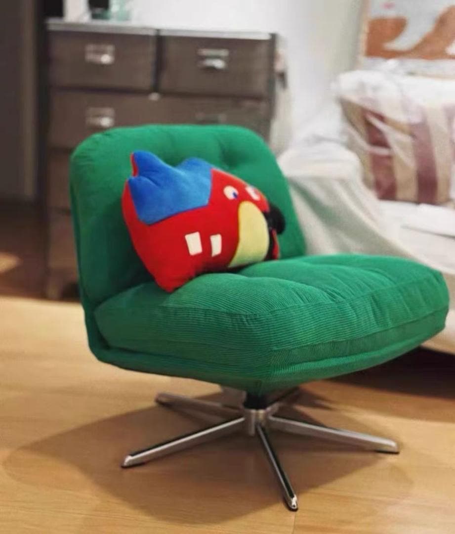 緑色 スワベルチェア クッション付き