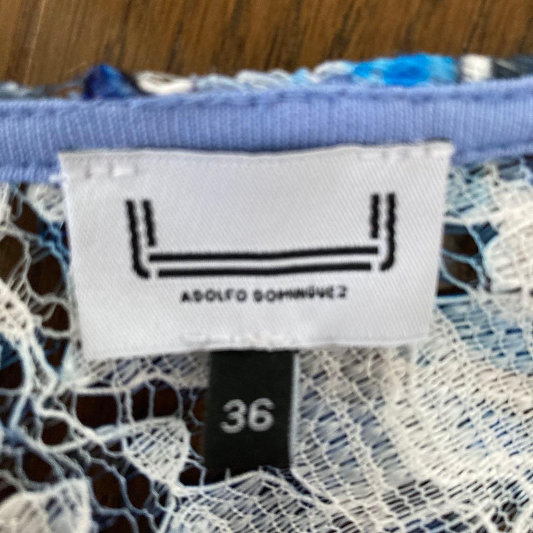 【新品】青系花柄レースワンピース・五分袖・スペインとふくさの2点セット