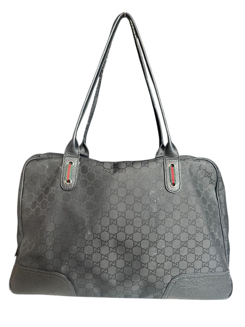 GUCCI GGナイロン ボストンバッグ 黒 使用感あり 保存袋付き