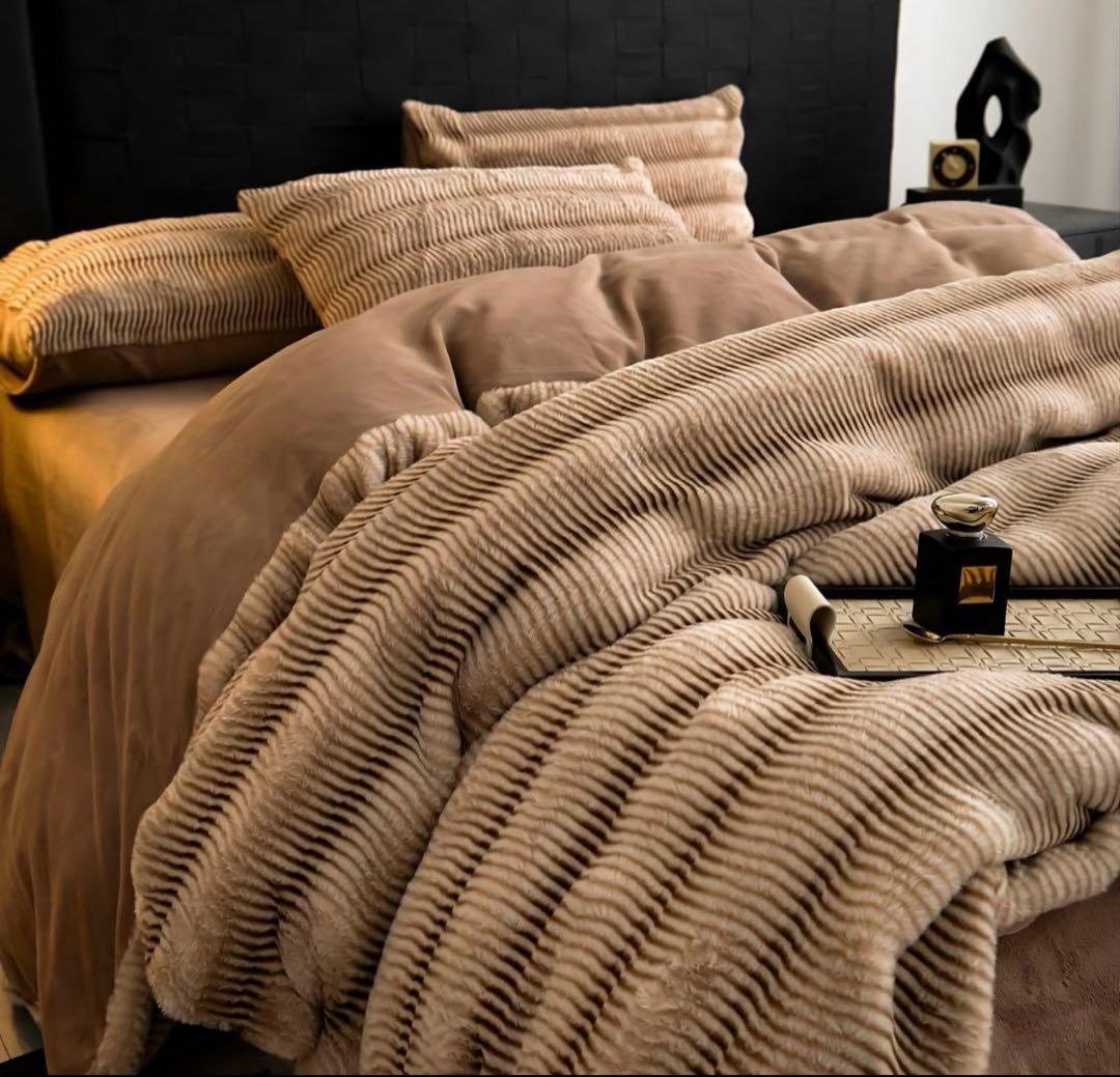 ミルクフリース4点セット・AB面ふわふわ両面仕様 暖かい冬用寝具