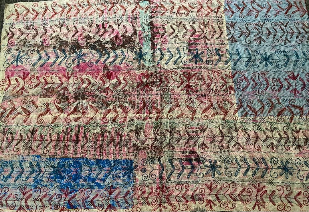 スザニ刺繍　ヴィンテージカンタキルト　セール中　インド　手仕事