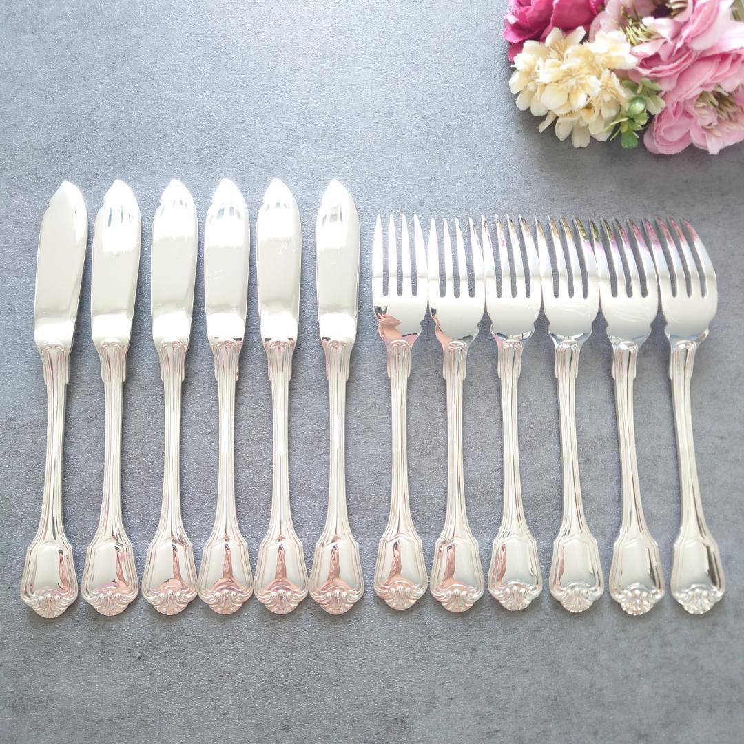 希少 極美品 クリストフル ポートロイヤル フィッシュ ナイフ フォーク 12点