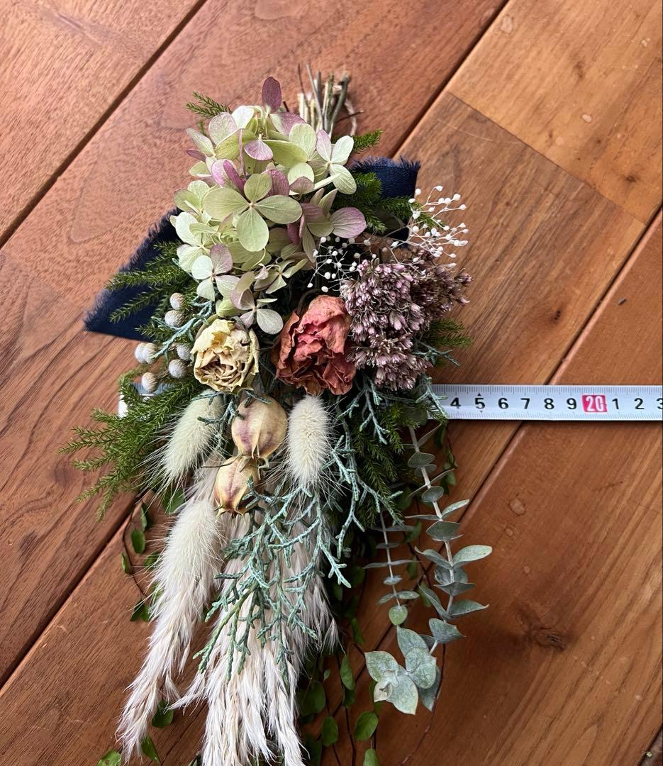 ナチュラルスワッグ　薔薇　ワイヤープランツ　ドライフラワー　スワッグ