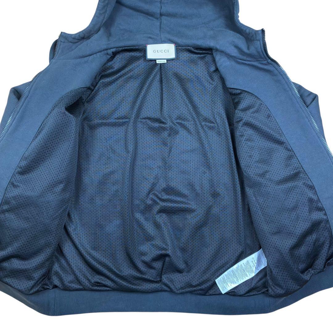 GUCCI コットン ジャージ ジップアップ ジャケット キャンバス ブラック