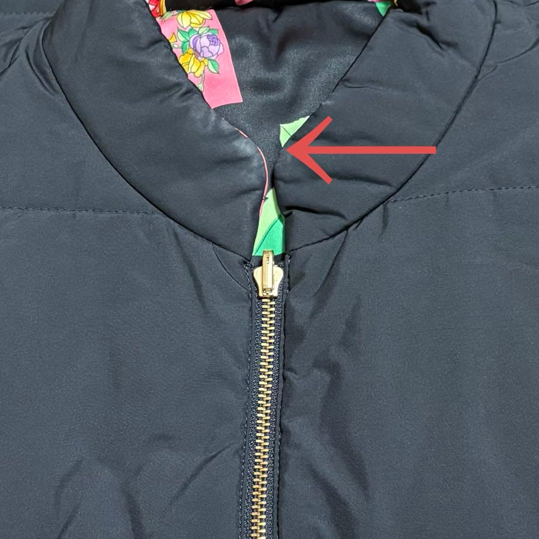 レオナール リバーシブル ダウンベスト 花柄 ロゴ刺繍