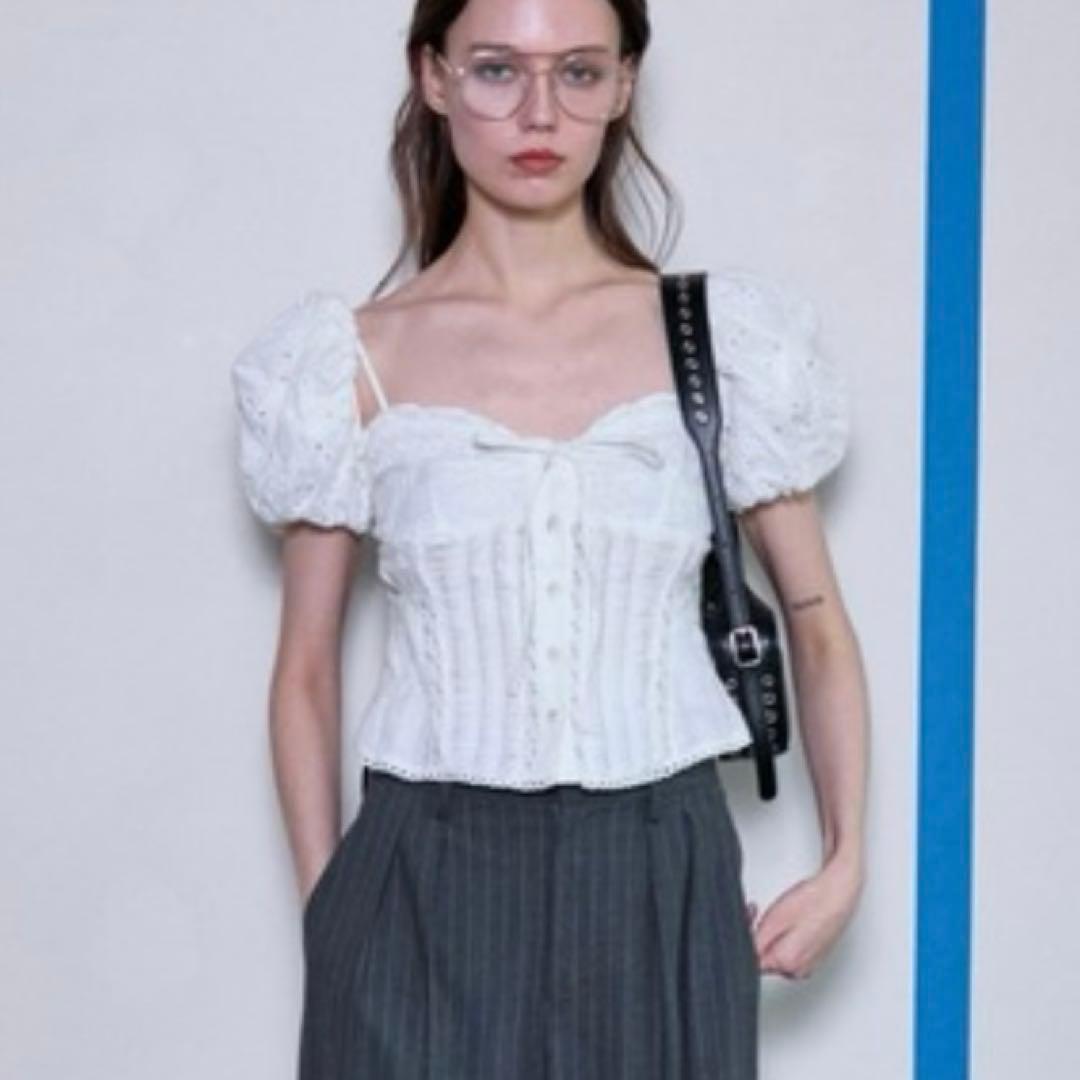 トップス 2way Cotton Puff Sleeve Bustier