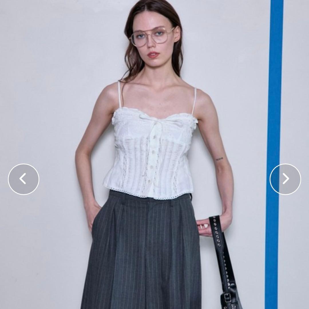 トップス 2way Cotton Puff Sleeve Bustier