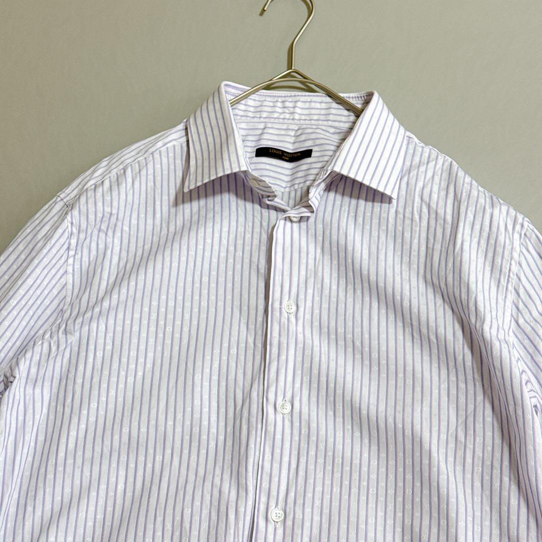 ルイヴィトン モノグラム総柄 ドレスシャツ 大きいサイズ 185 ホワイト 白