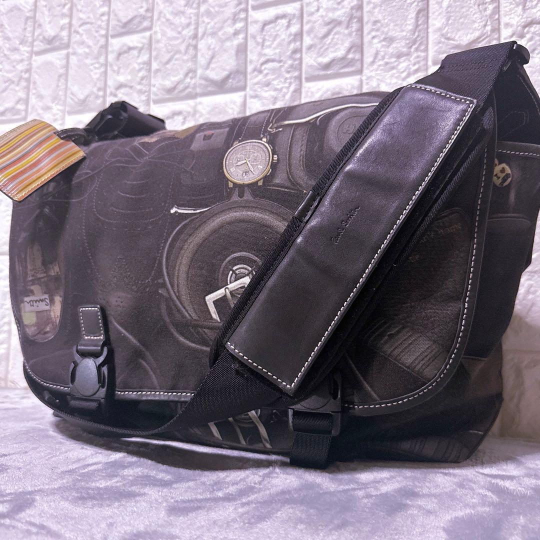 【極美品】ポールスミス メッセンジャーバッグ ガジェット 総柄 A4 PC 紫