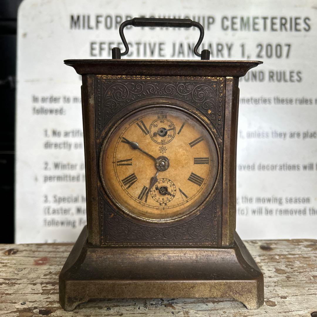 【ジャンク】JUNGHANS 真鍮 アンティーク 置き時計 ゼンマイ式