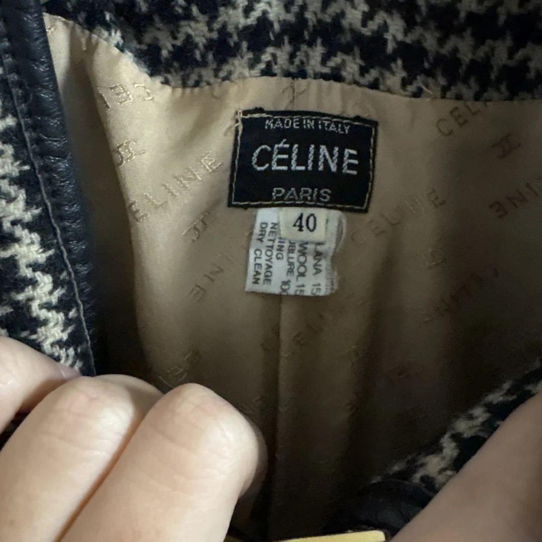 CÉLINE ハウンドトゥース柄 コート40 ポンチョ
