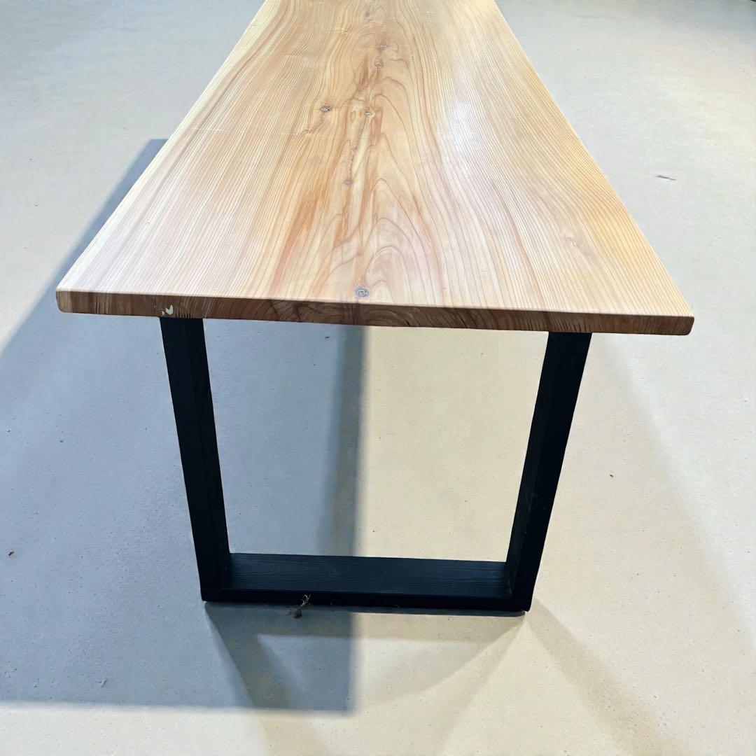 天然木 無垢風 一枚板　テーブル アイアン脚風 ダイニングテーブル