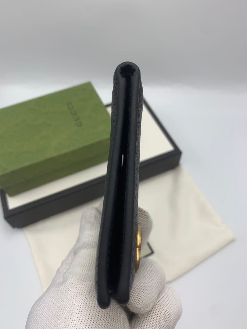 GUCCI 二つ折り財布 GGマーモント グッチ レザー ブラック 黒
