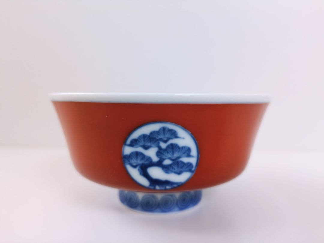 深川製磁　丸紋外赤　お茶碗
