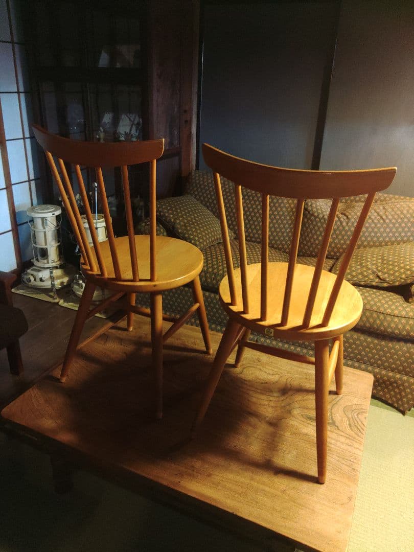 秋田木工　２脚　北欧　椅子　チェア　レトロ　アンティーク　ヴィンテージ
