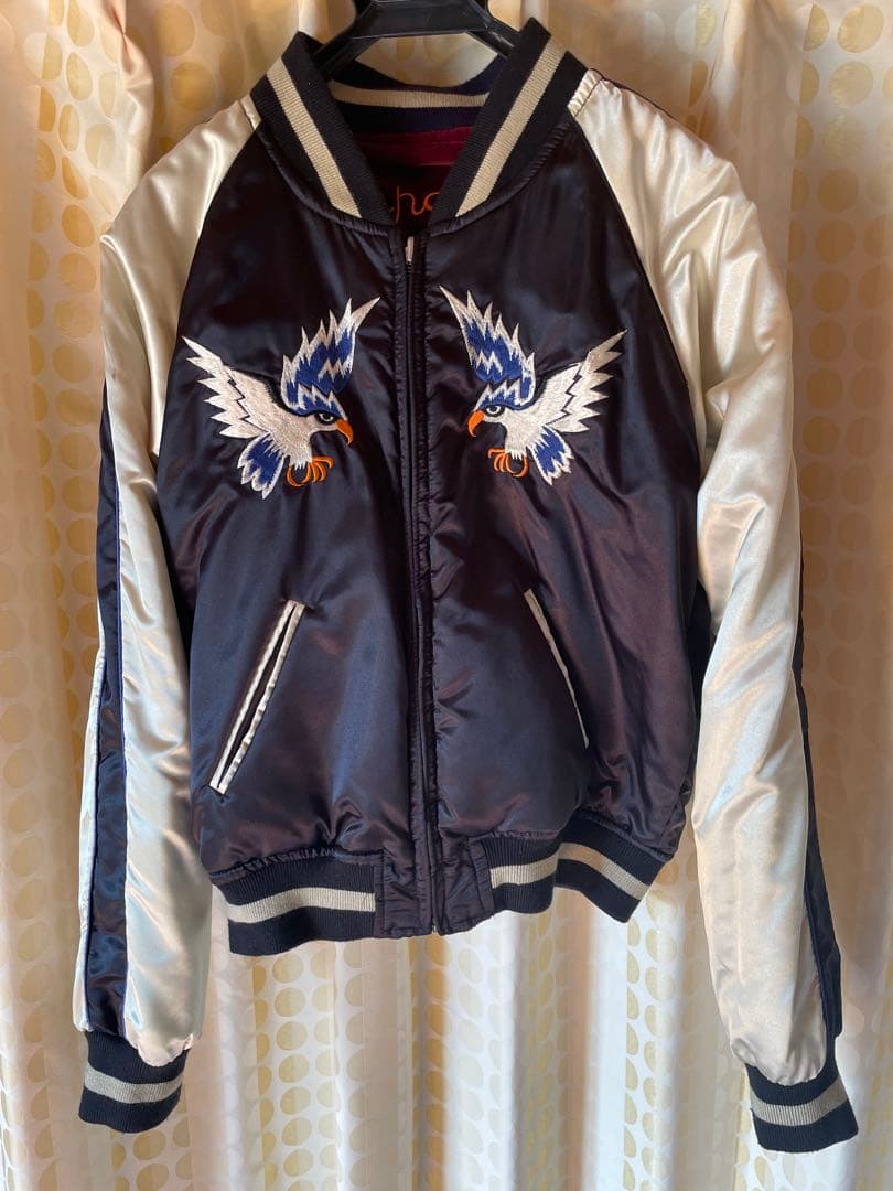 スカジャン バーガンディ 刺繍