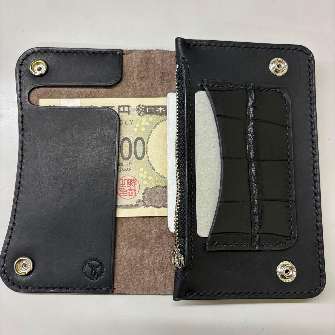 user【ブラック&クロコダイル】ミドルトラッカーウォレット