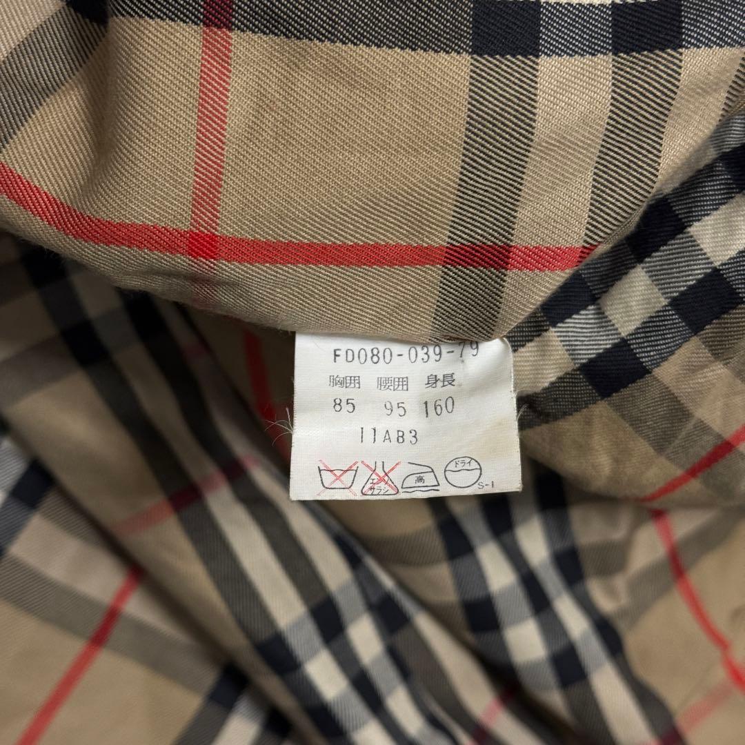 美品　バーバリーズ　ステンカラーコート　M位　チェック　カーキ　玉虫色　ベルト付