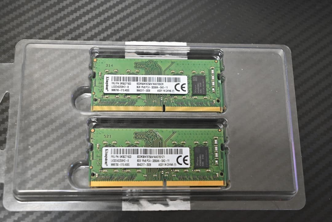 ノートパソコン用メモリ kingston 8g×2 DDR4 3200