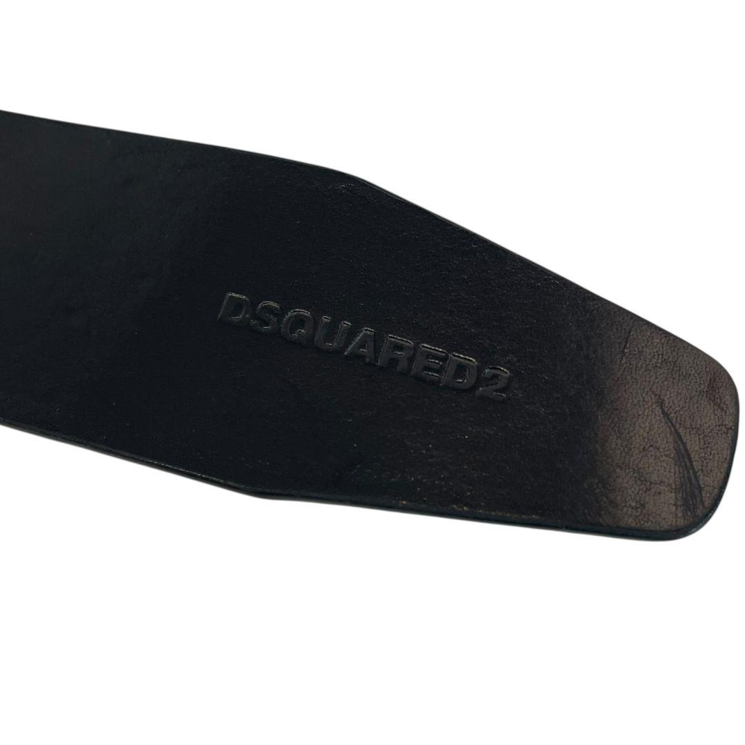 【 激レア☆ 】 ディースクエアード　ゴシック　ロゴバックル　ベルト　レザー　黒