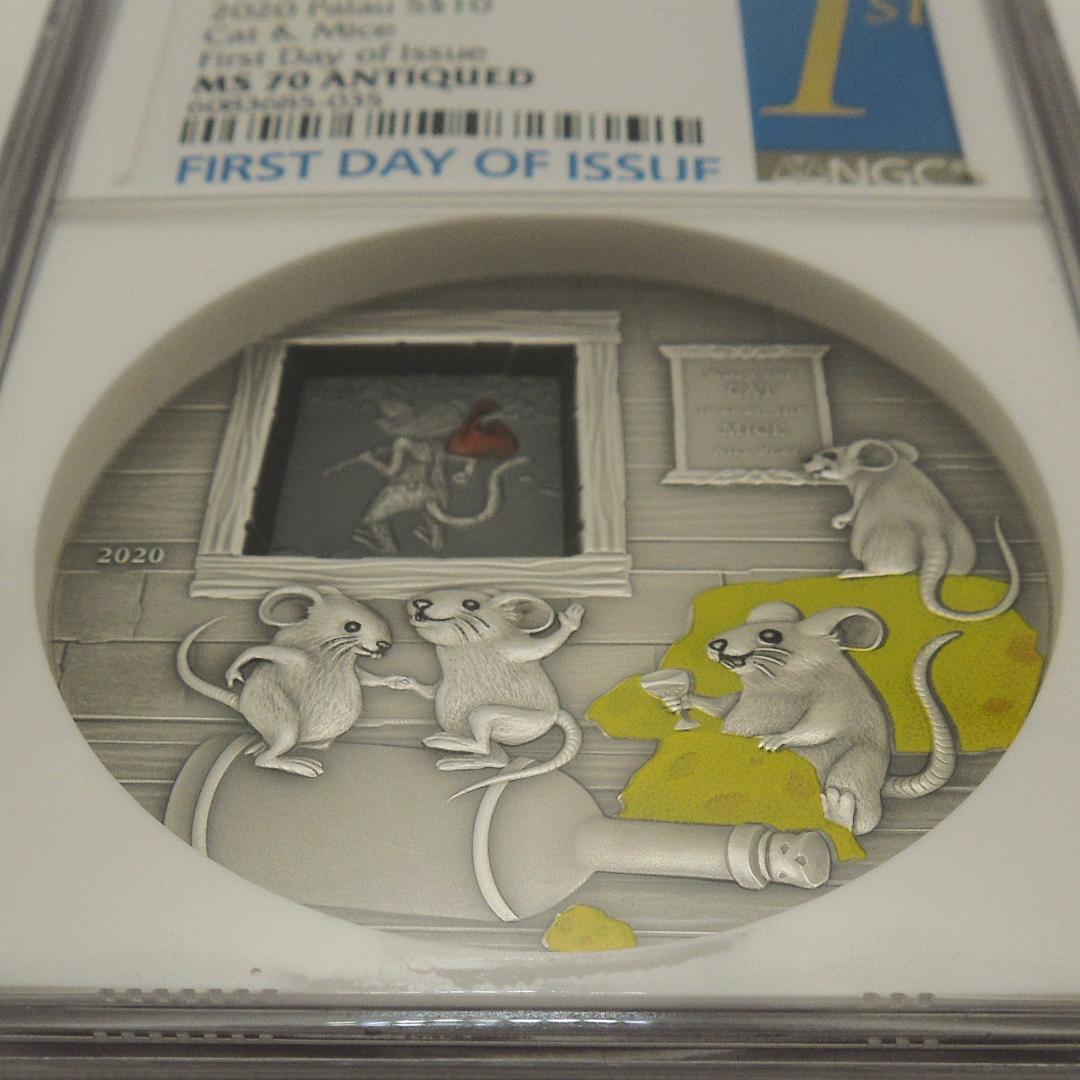 ★箱付き NGC MS70 銀貨 猫がいない時ねずみが踊る 2020 パラオ