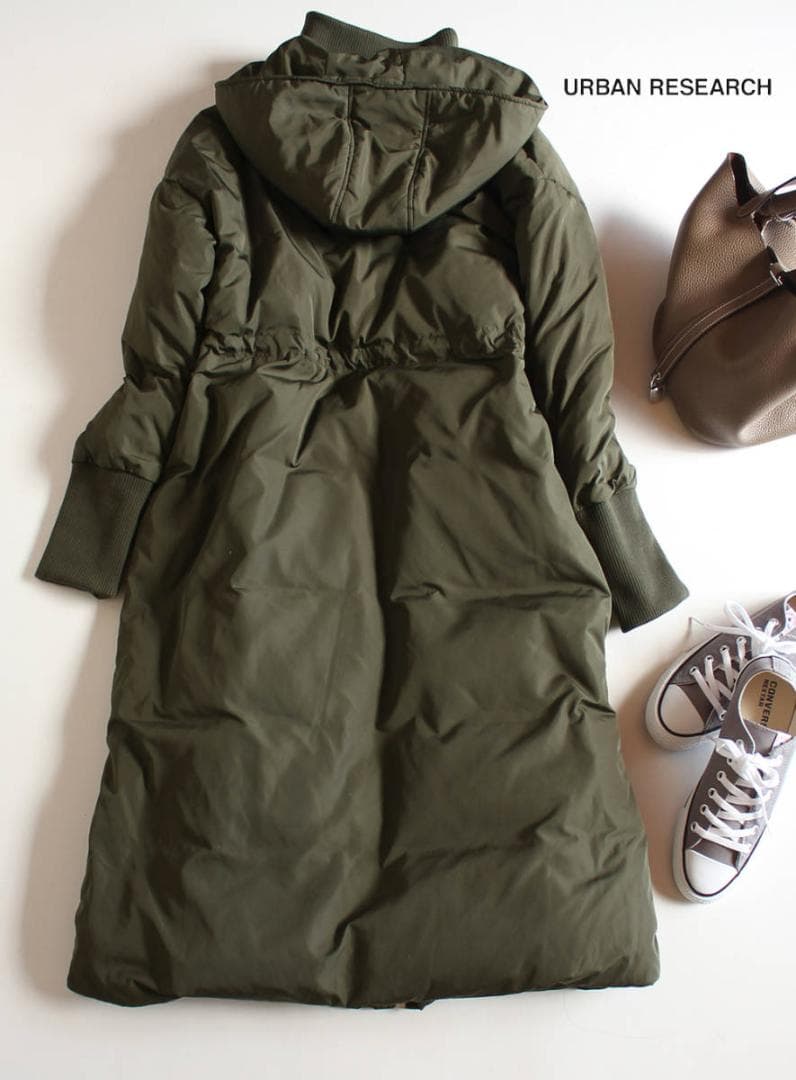 アーバンリサーチ最強2WAYドロスト スタイリッシュ 超ロングダウンコートカーキ