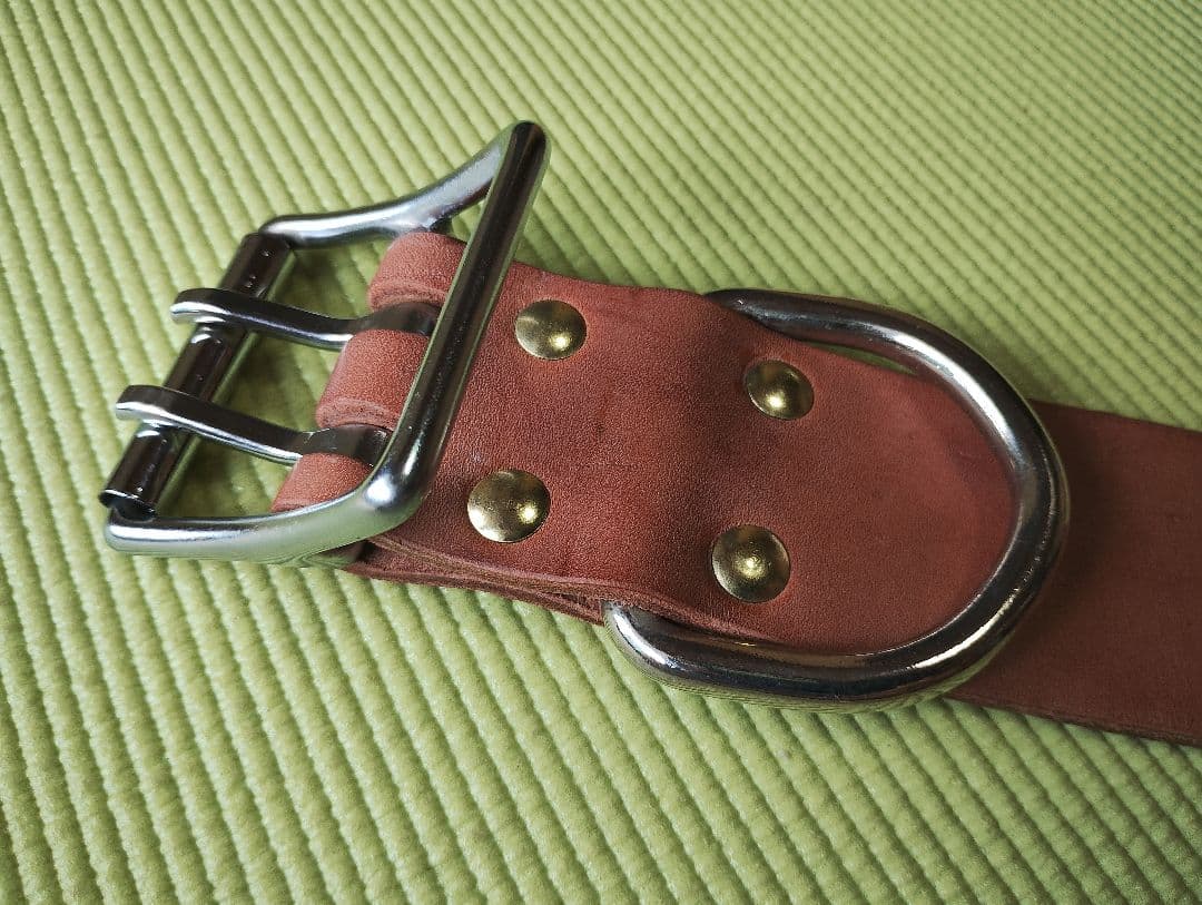 訳あり商品② 新品トレーニングベルト パワーベルト ヌメ革 田崎製作所 改造済