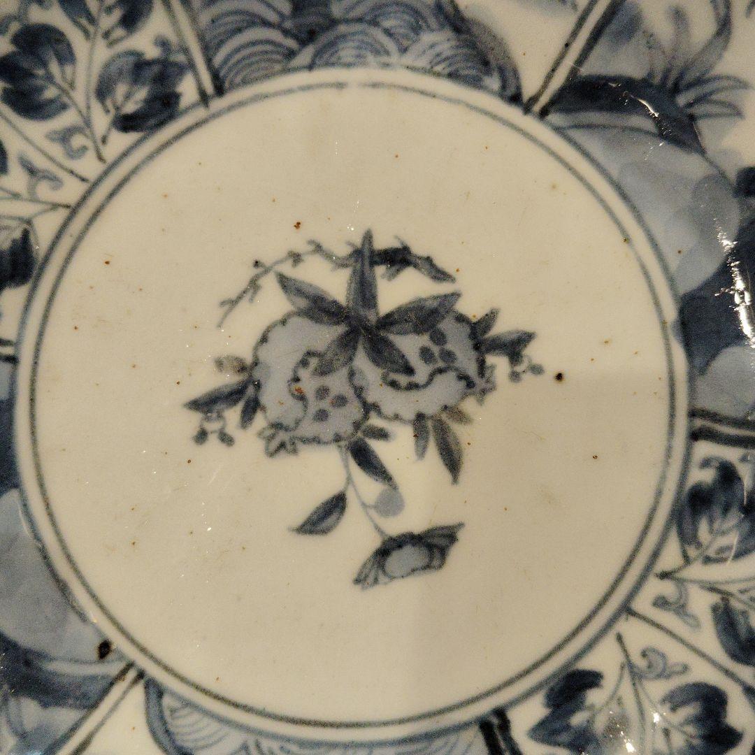 古伊万里なます皿、渦福柿右衛門手。青白磁 花柄 6客