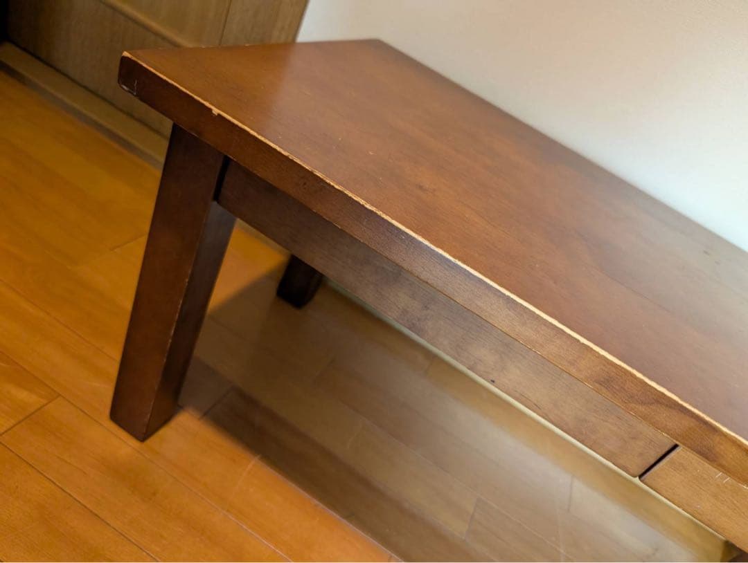 ■送料込■無印良品 MUJI 無垢材ローテーブル バーチ材 ブラウン 引出収納机