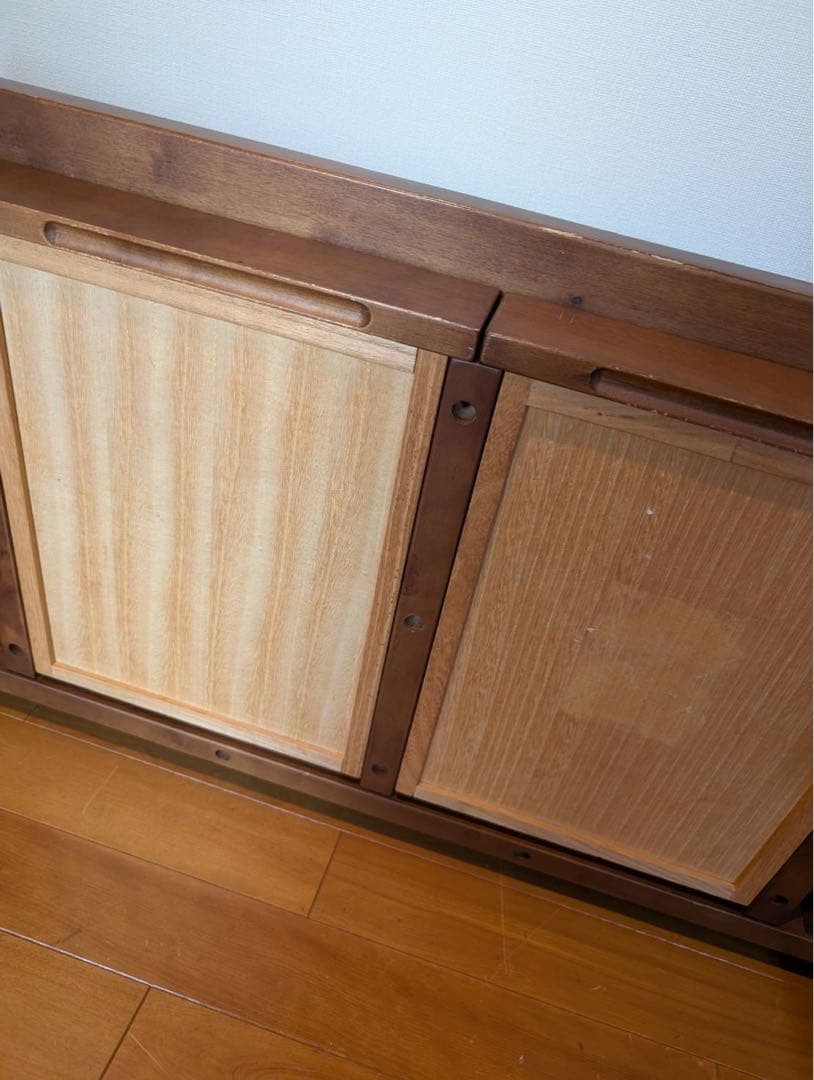 ■送料込■無印良品 MUJI 無垢材ローテーブル バーチ材 ブラウン 引出収納机