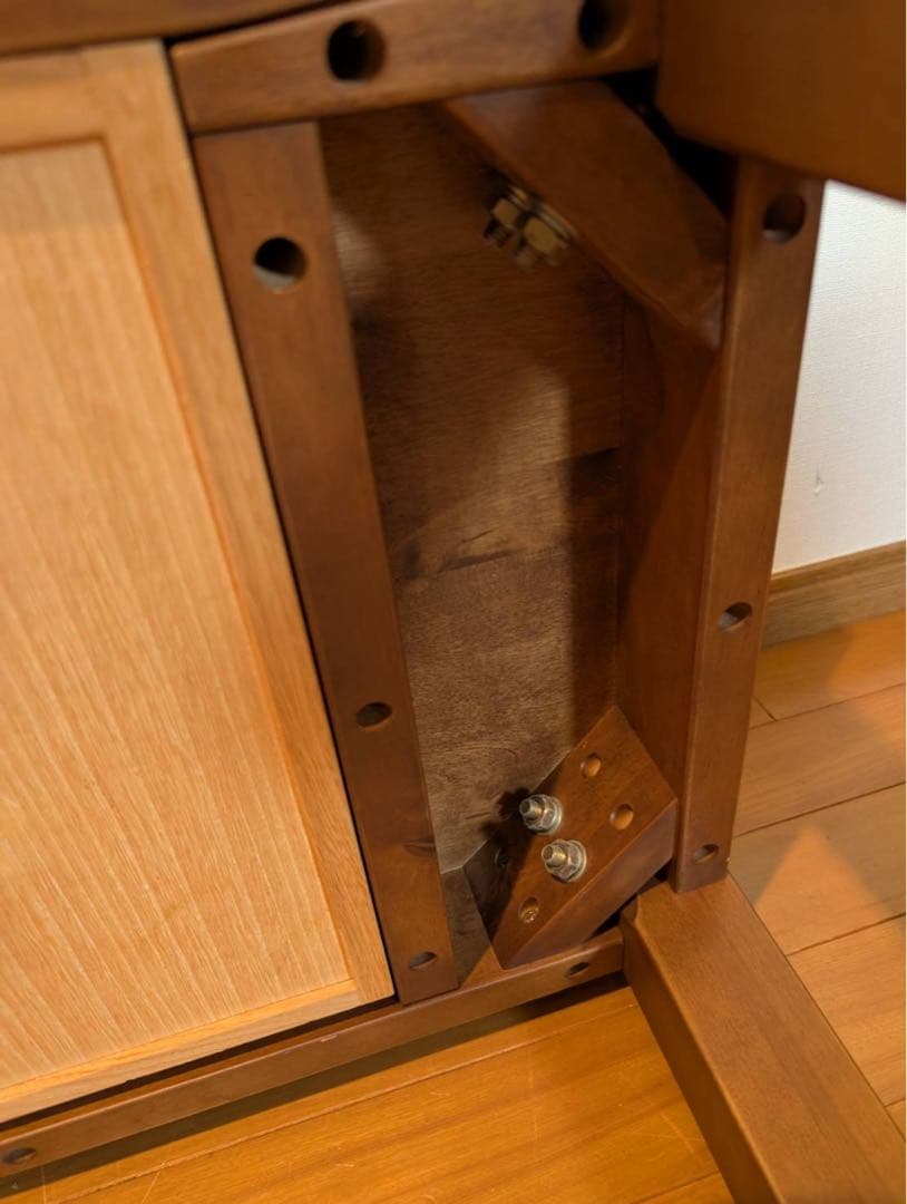 ■送料込■無印良品 MUJI 無垢材ローテーブル バーチ材 ブラウン 引出収納机