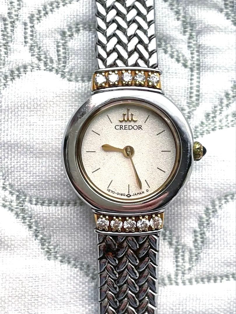美品】SEIKO セイコー クレドール クォーツ SS/18KT ダイヤモンド
