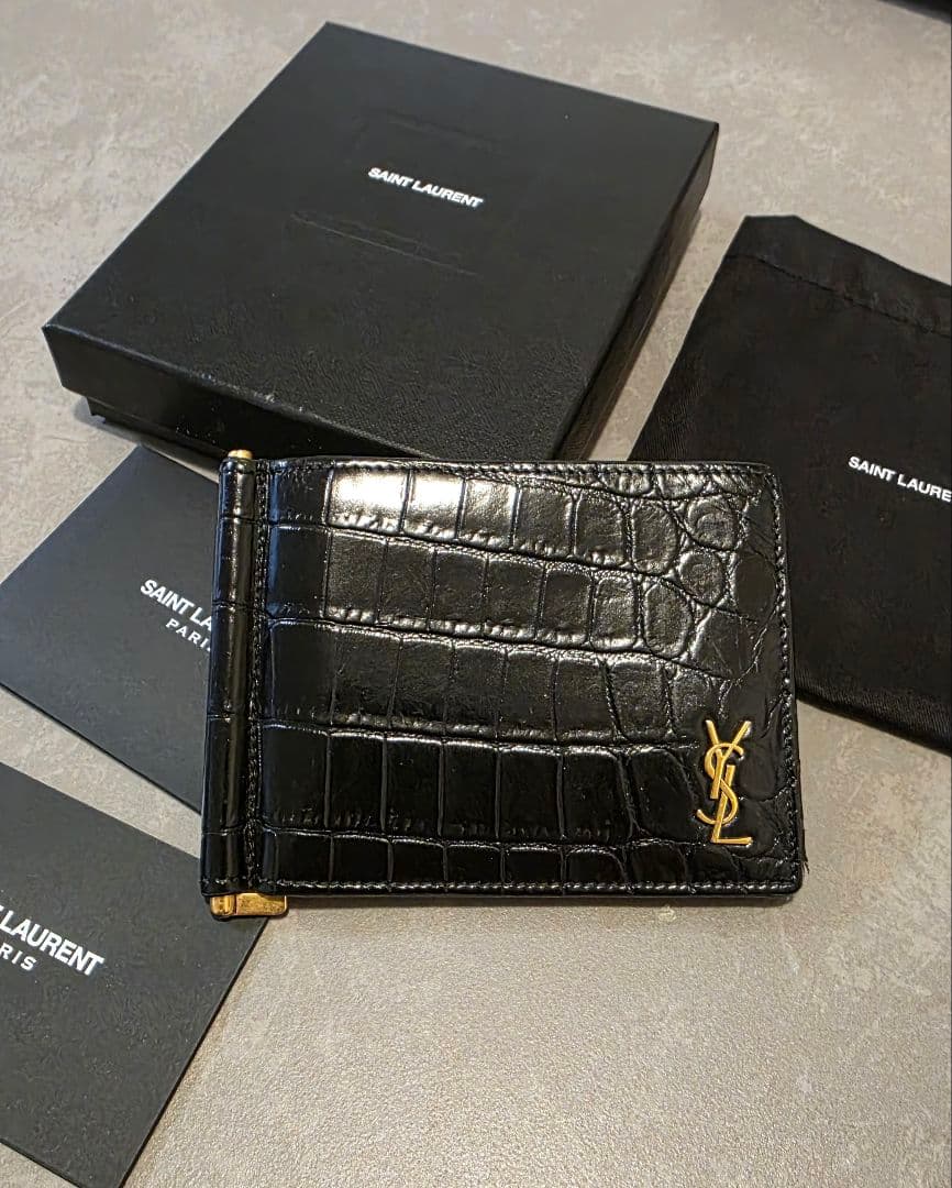 K*I様 SAINT LAURENT 財布 マネークリップ型 クロコ